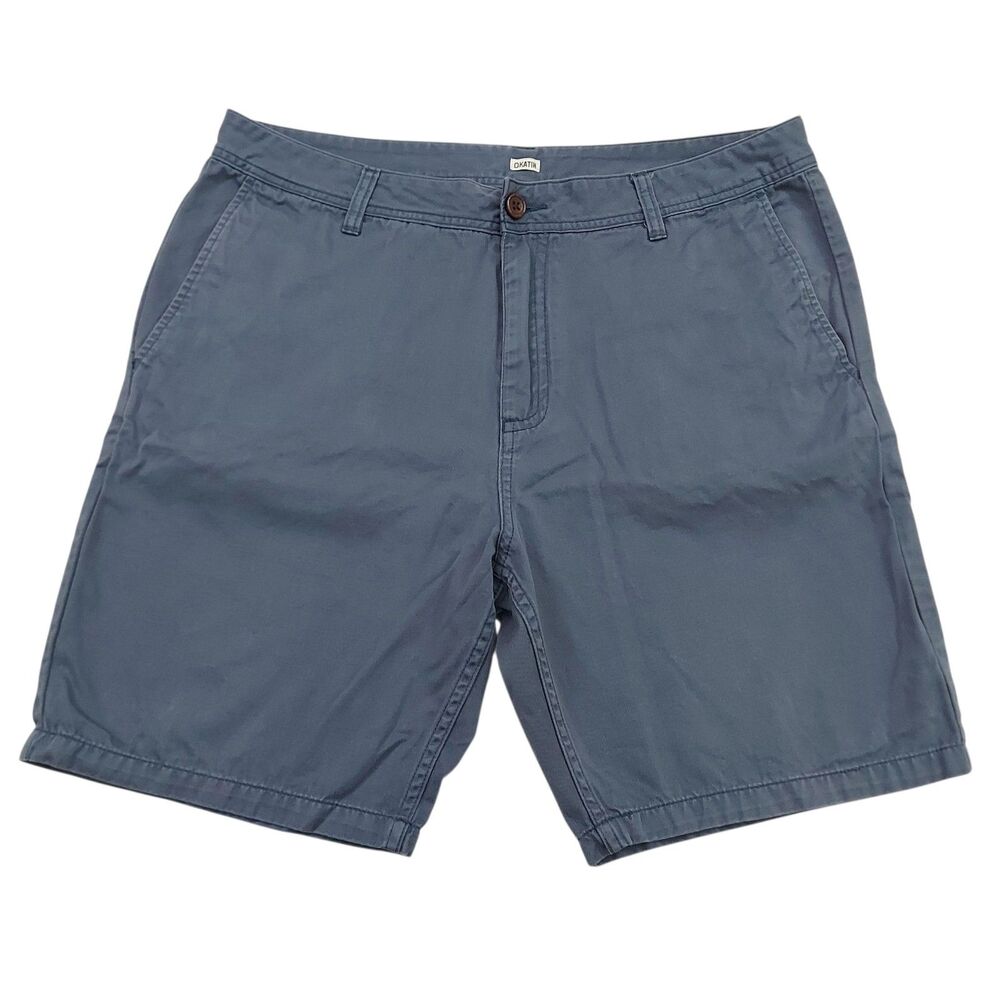 Katin Shorts Mens 36 Blue Cotton Flat Front Chino Casual Preppy Travel Work